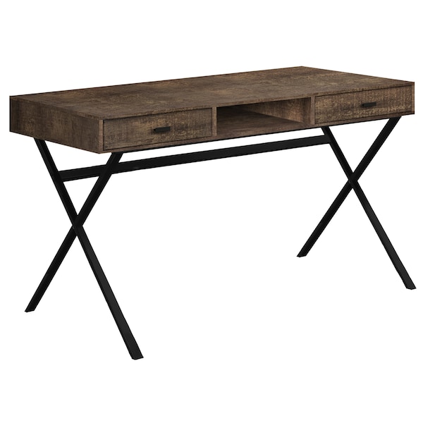 Computer Desk, Home Office, Laptop, Storage Drawers, 48"L, Work, Metal, Laminate, Brown, Black